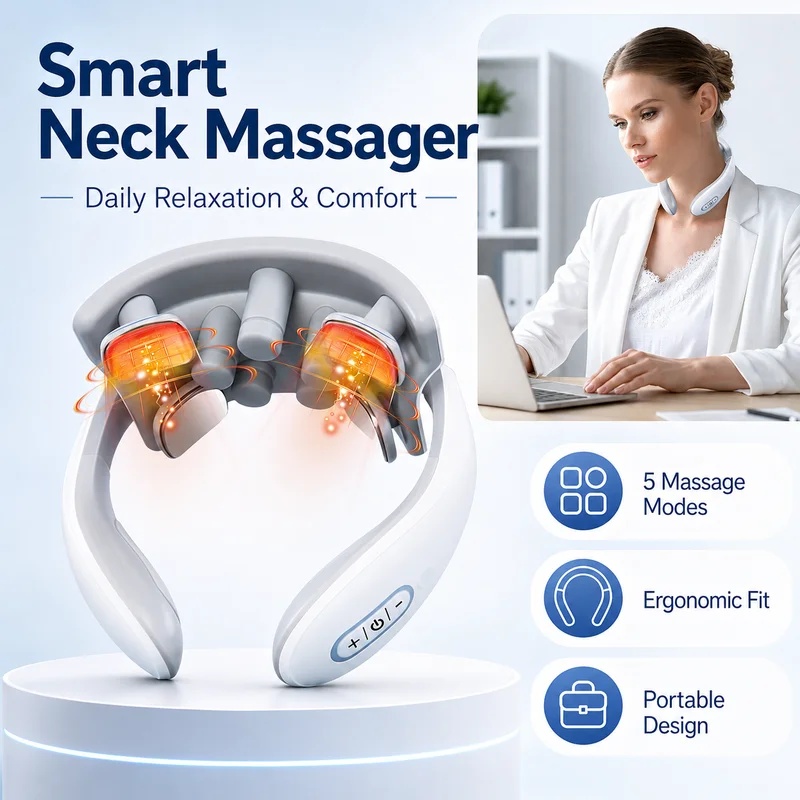 Office Technologies - 성인용 스마트 목 마사지기, 5가지 마사지