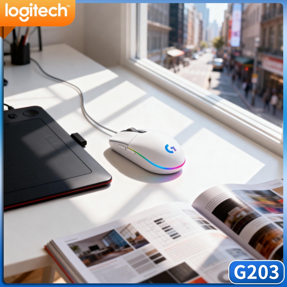 Logitech Mouse G203 - 로지텍 G203 유선 게이밍 마우스 밝은