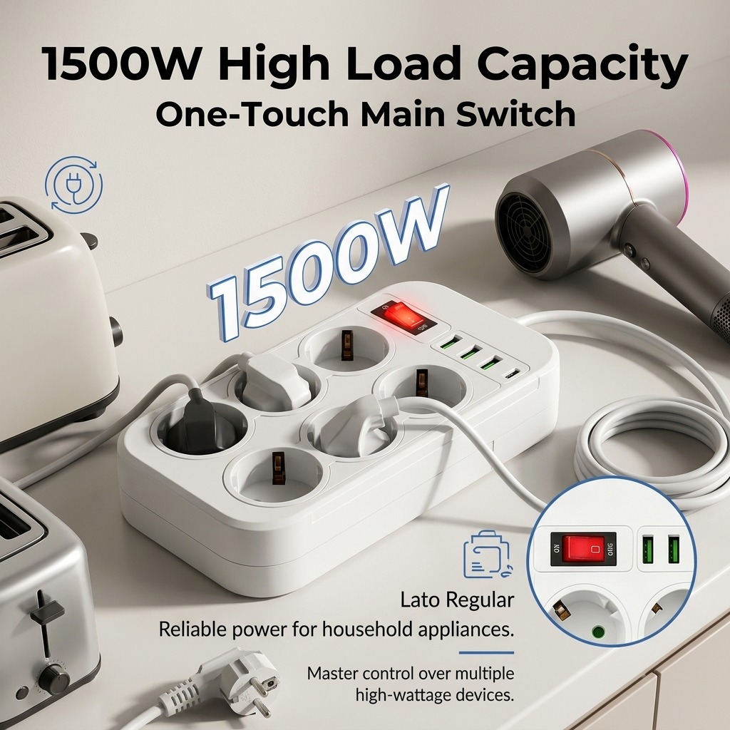 1500W EU형 멀티탭 6구 AC 콘센트 3개 USB - Office Technician 리뷰 및 가격